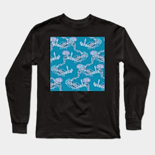 Criss Cross Jellysauce Coral Blue Long Sleeve T-Shirt